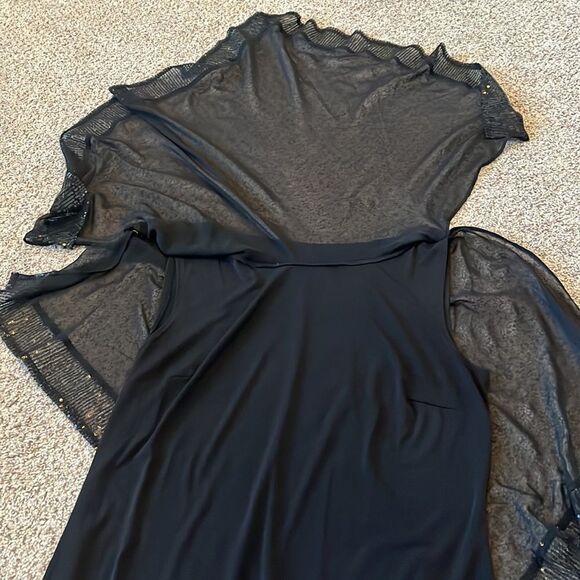 Black Dress with Sheer Sequin Poncho Overlay - Picture 8 of 10